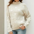 thumbnail image 1 of Women's 2023 Fall Winter Turtleneck Sweaters Trendy Heart Print Long Sleeve Sweater Pullover Loose Chunky Knit Jumper Tops, 1 of 4