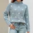 thumbnail image 1 of Women's 2023 Fall Winter Turtleneck Sweaters Trendy Heart Print Long Sleeve Sweater Pullover Loose Chunky Knit Jumper Tops, 1 of 4