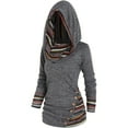 thumbnail image 1 of Women's 2023 Hoodie Ethnic Graphic Pullover Sweater Long Sleeve Sweatshirt Shirts Vintage Casual Tops  Stripe Splicing Button Decor Hoodie, Casual Long Sleeve Hoodie, Women's Clothing, 1 of 4