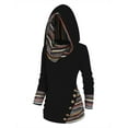 thumbnail image 1 of Women's 2023 Hoodie Ethnic Graphic Pullover Sweater Long Sleeve Sweatshirt Shirts Vintage Casual Tops  Stripe Splicing Button Decor Hoodie Knit Tops, 1 of 4