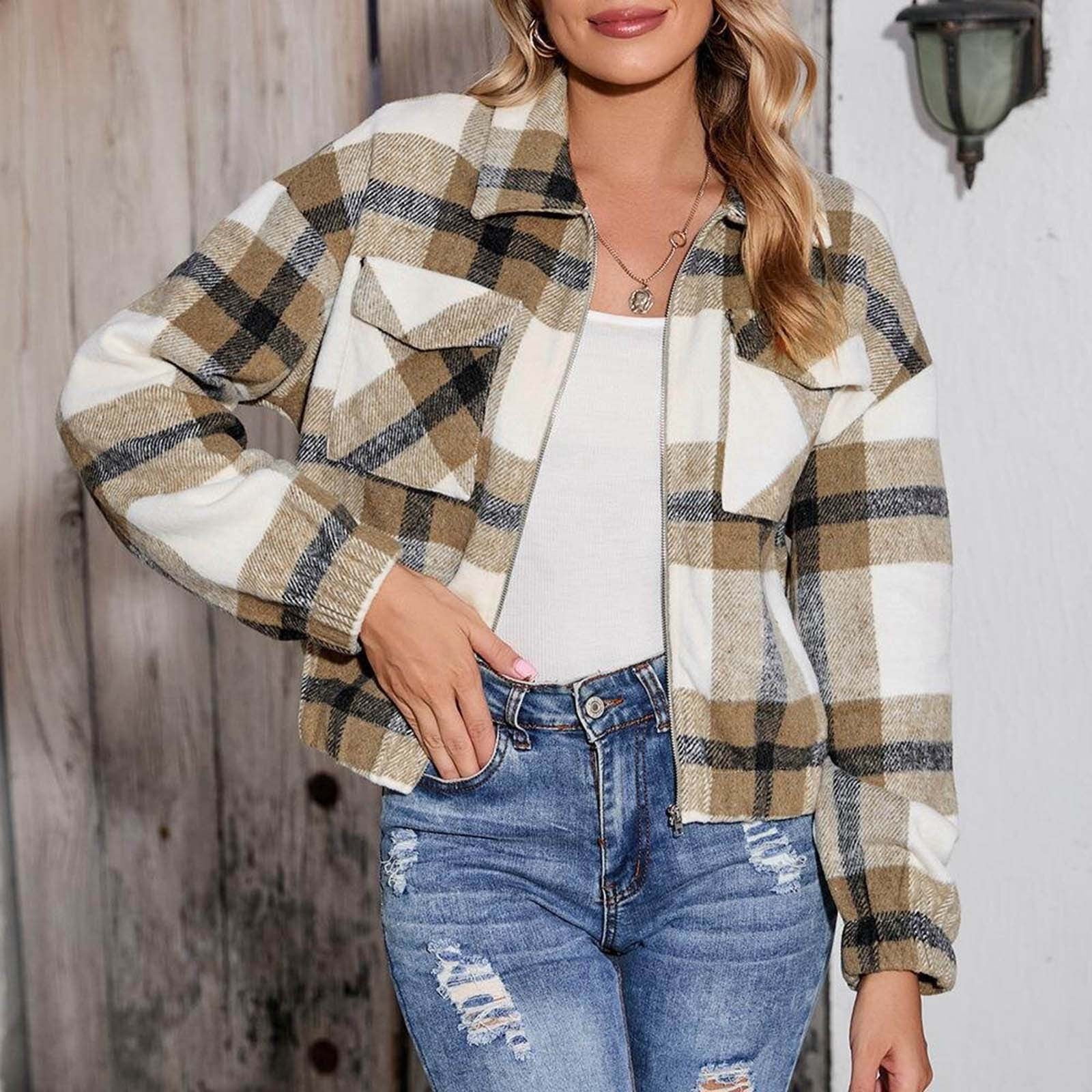 Women's 2023 Plaid Shacket Jacket 2022 European And American Women's 2023 Plaid Shacket Jacket 2022 European And American