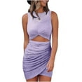 thumbnail image 1 of Women's 2023 Summer Sleeveless Tank Dresses Cut Out Twist Bodycon Wrap Party Evening Mini Dress, 1 of 5