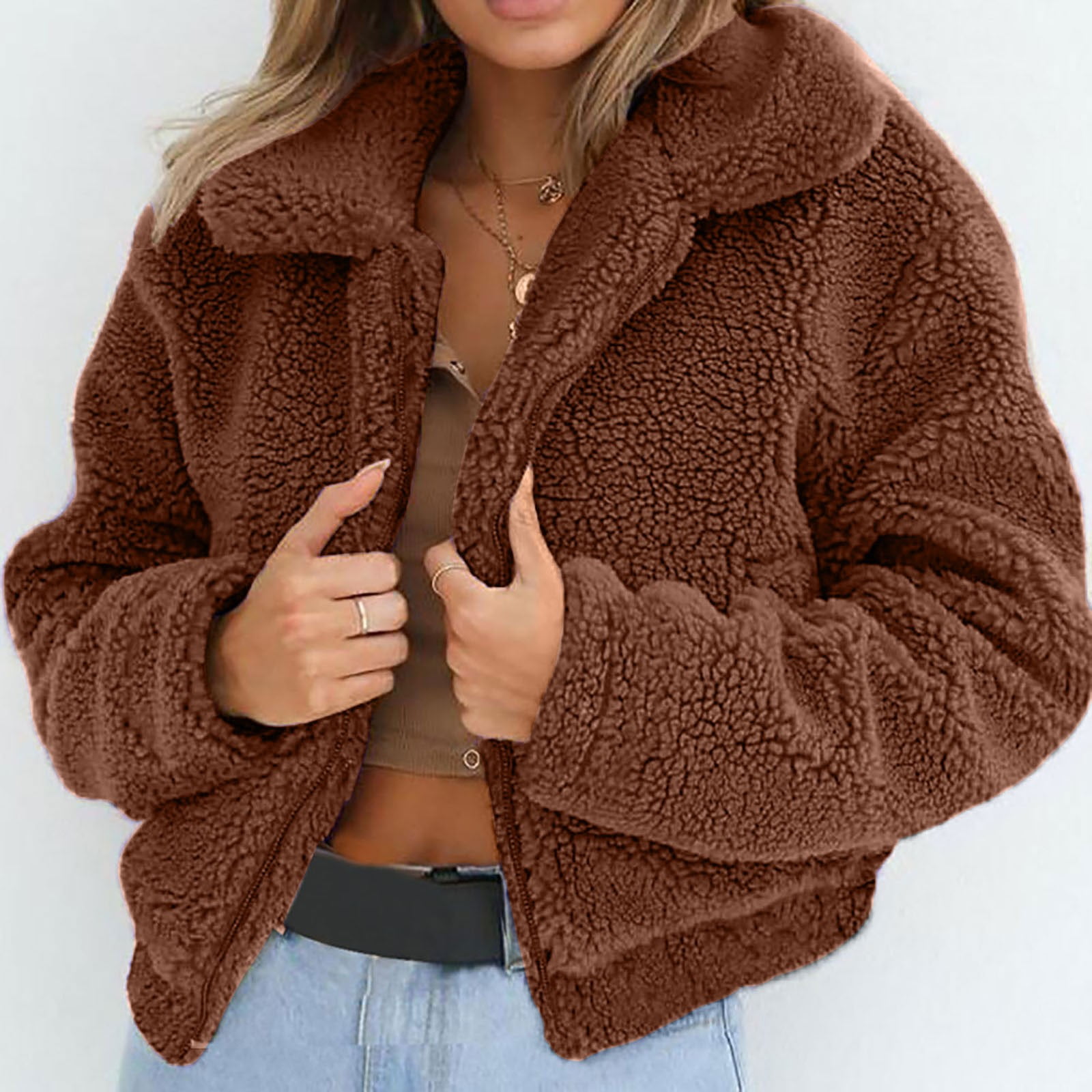 SHAOBGE Same Day Delivery Items Prime Coat For Women Fleece Zip Up Jacket  Cropped Sherpa Jacket Teddy Bear Sweater For Women Long Jackets Sweater  Jackets For Women With Pockets Black of Friday