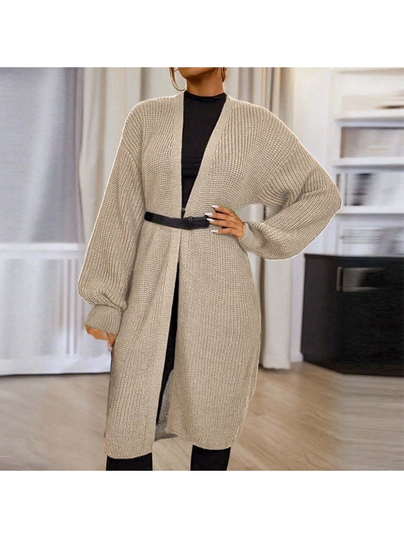 Women's 2024 Autumn/winter Casual Versatile Lapel Long Cardigan Sweater Jacket Women's Clothing Misses Sweaters Sweater Coats for Women plus Size Fall Cardigans Petite Cardigan Coat Long Sweater Coats