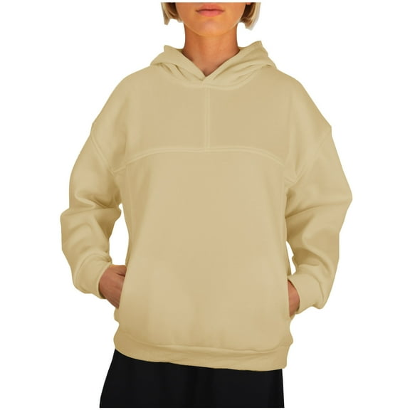 Women's 2024 Casual Hooded Sweatshirts Long Sleeve Solid Oversized Hoodies Loose Cozy Basic Fall Winter Pullover Tops