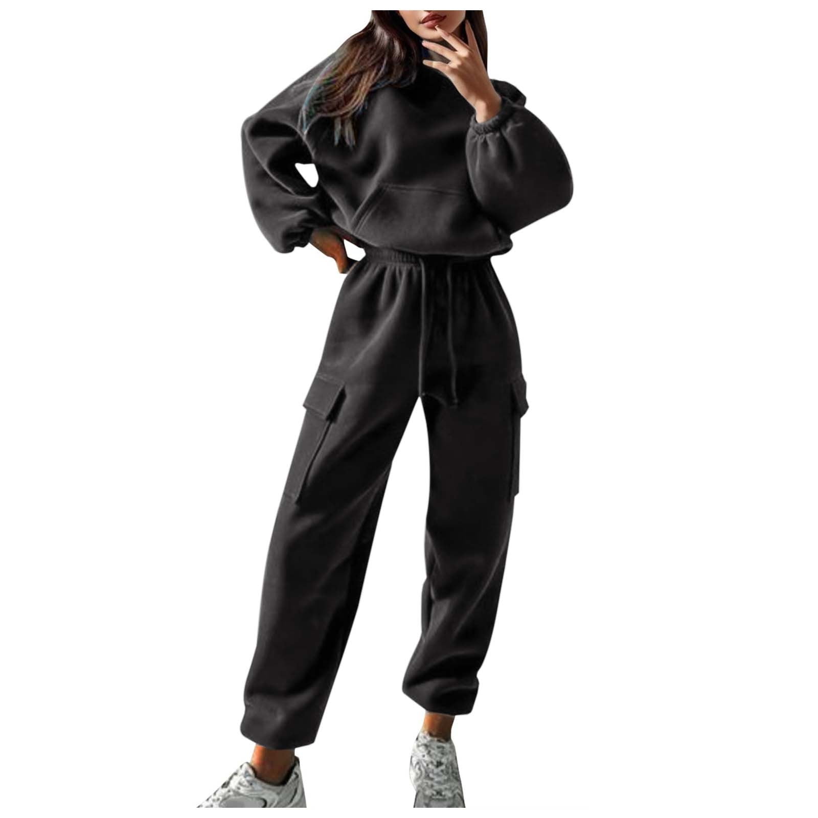 Women's 2024 Fall Tracksuit Oversized Solid Color Tracksuit Trendy