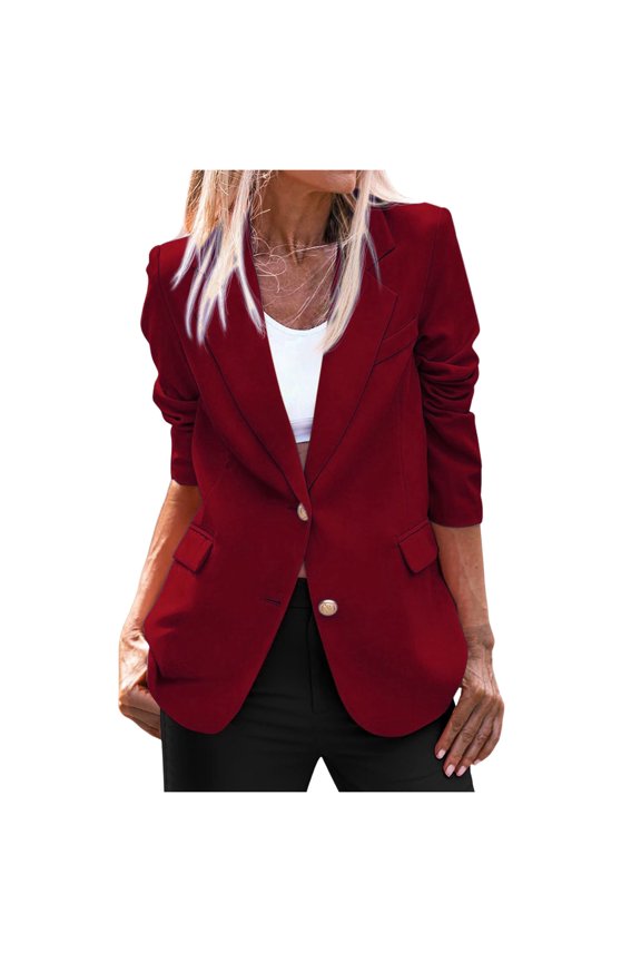 Women's 2024 Fall Trendy Business Casual Long Sleeve Notch Lapel Work Jacket Outerwear Elegant Stylish