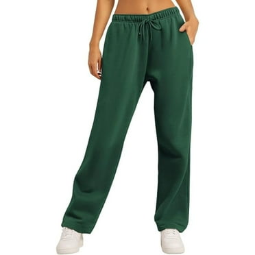 Women's 2024 Fall Trendy Fashion Causal Drawstring High Waist Baggy Wide Leg Joggers Sweatpants with Pockets White Large