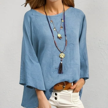 Women's 2024 Fall Winter T-Shirts Casual Long Sleeve Crewneck Tunic Tops Loose Comfy Blouse