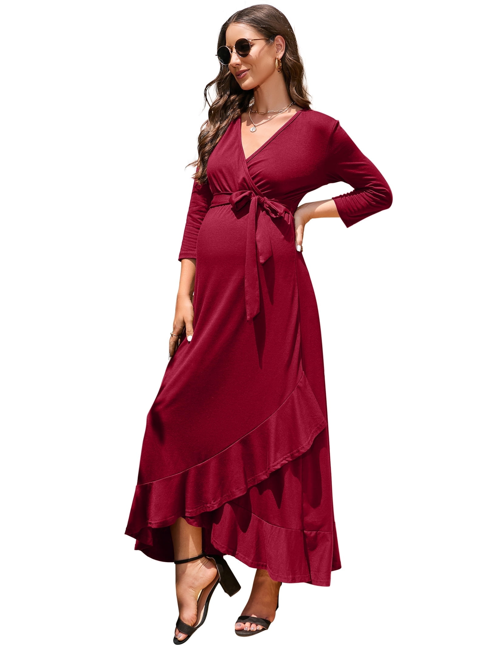 Pink Baby Shower Dresses Walmart Brown Maternity Dress Women's Ribbed Maternity  Dress Long Sleeve Mock Neck