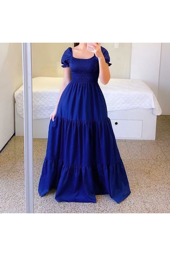 Women's 2024 Floral Boho Dress Wrap Crew Neck Short Sleeve Belted Ruffle Hem A Line Flowy Maxi Dresses Women Sweater Dresses Winter Rec Dress for Women Oversized Turtleneck Sweater Sweater Dress Midi