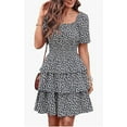 thumbnail image 1 of Women's 2024 Floral Summer Short Dress Square Neck Short Sleeve Tiered Ruffle Boho Swing Dresses, 1 of 8