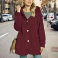 thumbnail image 1 of Women's 2024 Hooded Button Pocket Cardigan Casual Coat Womens Winter Jacket Thin Warm Jackets for Women Women Outer Wears Sk8 Zip Women's Petite Outerwear Jackets & Coats Purdue Womens Coat Petite, 1 of 5