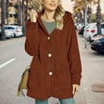 thumbnail image 1 of Women's 2024 Hooded Button Pocket Cardigan Casual Coat Womens Winter Jacket Thin Warm Jackets for Women Women Outer Wears Sk8 Zip Women's Petite Outerwear Jackets & Coats Purdue Womens Coat Petite, 1 of 8