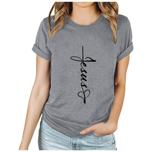 Women's 2024 Spring and Summer Fashion Easter Print Pattern Round Neck Short Sleeved T-Shirt Top/Shirt