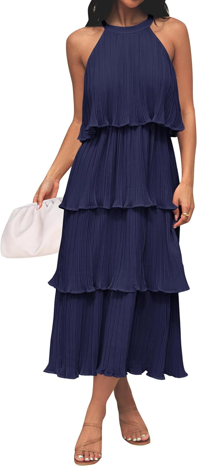 【FLARE UP】 Layered Lace Frill Sleeveless /追跡付 Women's 2024 Summer Sleeveless Halter Neck Ruffle Tiered