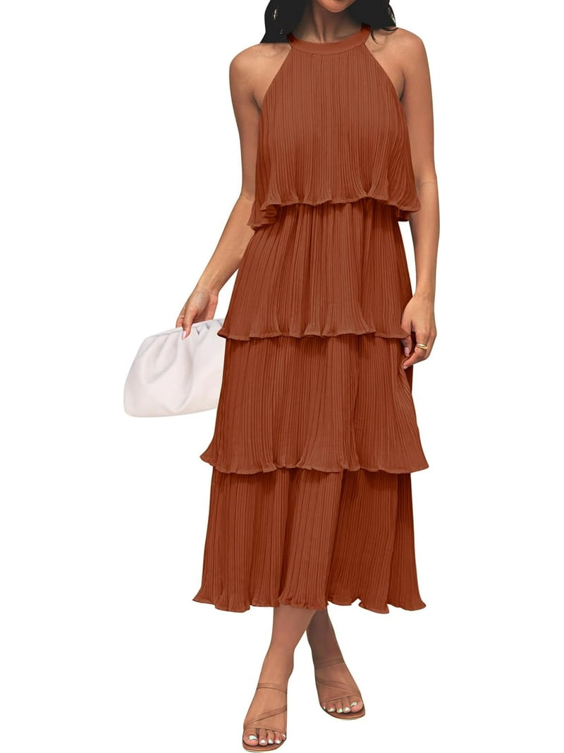 【人気完売商品】Halter Neck Layered Dress Shop the Opulent Halterneck Layered Maxi Dress White