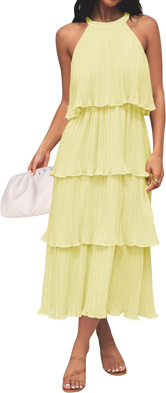sachin and babi light blue dress Elegant Chiffon Maxi Dress: Layered Ruffle Halter... From Kang02, $37.26 In  Bulk main image 1
