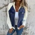 thumbnail image 1 of Women's 2024 Trendy Denim Patchwork Jacket Casual Distressed Washed Jean Coat with Wipe Shoulder Design, 1 of 7