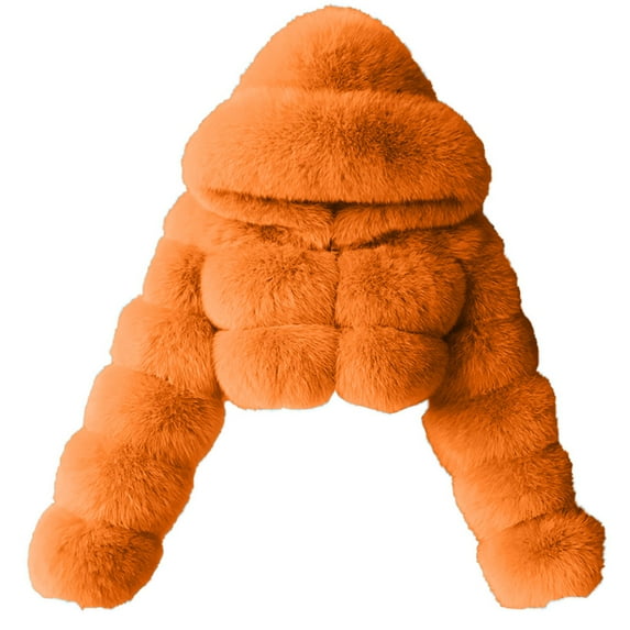 Women's 2024 Winter Coats Fleece Cropped Jacket Faux Fur Long Sleeve Shaggy Warm Outerwear for Women Crop Jacket