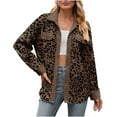 thumbnail image 1 of Women's 2024 Winter Quilted Jackets Leopard Print Lapel Coat Outerwear Casual Long Sleeve Button Down Blouse Shirts Tops Shacket Womens 2024 Fall Clothes Jacket, 1 of 6