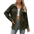 thumbnail image 1 of Women's 2024 Winter Quilted Jackets Leopard Print Lapel Coat Outerwear Casual Long Sleeve Button Down Blouse Shirts Tops Shacket Womens 2024 Fall Clothes Jacket, 1 of 6