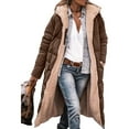 thumbnail image 1 of Women's 2024Warm Winter Coats Reversible Sherpa Fleece Long Hooded Puffer Jackets Outerwear, 1 of 6