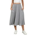 thumbnail image 1 of Women's 2025 A-Line Midi Skirt – High Waisted Elastic Waist Flowy Swing Skirt with Pockets, Lightweight Summer Pleated Skirt for Casual/Beach Wear, 1 of 6