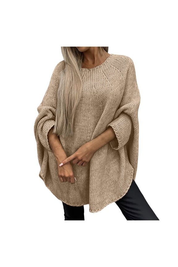 Women's 2025 Autumn Winter Sweaters Casual Crew Neck Long Sleeve Loose Pullover Knit Top Comfortable Warm Fashionable Tunic Style