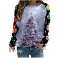 thumbnail image 1 of Women's 2025 Christmas trees Print Sweatshirt Crewneck Long Sleeve Holiday Pullover Funny Xmas Top for Fall, 1 of 4
