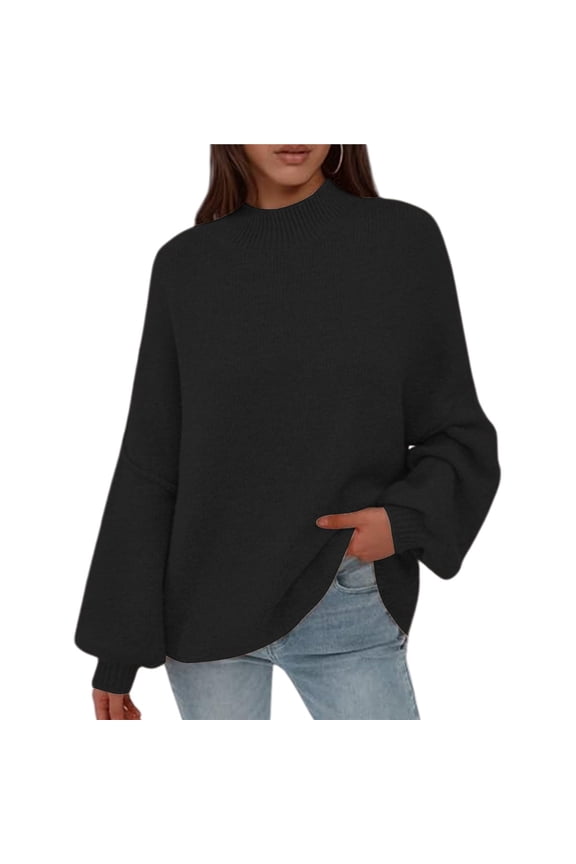 Women's 2025 Fall Oversized Sweaters Chunky Knit Mock Neck Long Sleeve Casual Trendy Pullover Winter Clothes