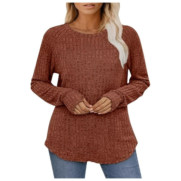 Women's 2025 Fall Shirts Oversized Long Sleeve Crew Neck Tunic Tops Solid Loose Fit Dressy Casual Fashion Pullovers