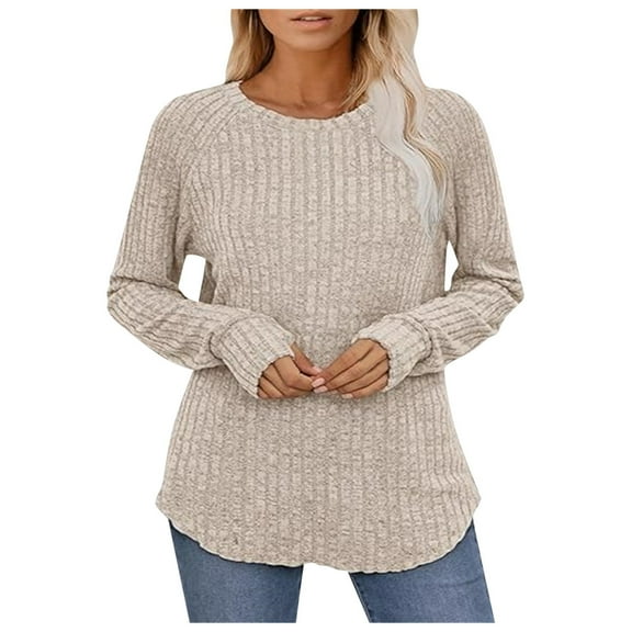 Women's 2025 Fall Shirts Oversized Long Sleeve Crew Neck Tunic Tops Solid Loose Fit Dressy Casual Fashion Pullovers