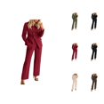 thumbnail image 1 of Women's 2025 Fall Two Piece Suits Set Casual Business Long Sleeve Blazer Jacket Wide Leg Pants Work Outfits Sets, 1 of 4