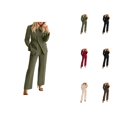 thumbnail image 1 of Women's 2025 Fall Two Piece Suits Set Casual Business Long Sleeve Blazer Jacket Wide Leg Pants Work Outfits Sets, 1 of 4