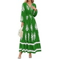 thumbnail image 1 of Women's 2025 Fall Wedding Guest Dresses Boho Floral Long Sleeve V Neck Flowy Elegant Maxi Dress Beach Clothes,Green, 1 of 7