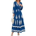 thumbnail image 1 of Women's 2025 Fall Wedding Guest Dresses Boho Floral Long Sleeve V Neck Flowy Elegant Maxi Dress Beach Clothes,Light Blue, 1 of 6
