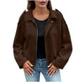 thumbnail image 1 of Women's 2025 Fall Winter Jackets Loose Drop Shoulder Long Sleeve Solid Color Casual Jacket, 1 of 9