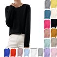 thumbnail image 1 of Women's 2025 Fall Winter Oversized Pullover Sweater Lightweight Casual Long Sleeve Crew Neck Sweatshirts Oversized Solid Color Knit Spiral Cuff Sweatshirt, 1 of 6