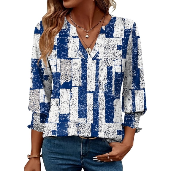 Women's 2025 Fashion Tops 3/4 Length Sleeve Business Casual Blouses Summer Tees Shirts