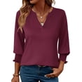 thumbnail image 1 of Women's 2025 Fashion Tops 3/4 Length Sleeve Business Casual Blouses Summer Tees Shirts, 1 of 6