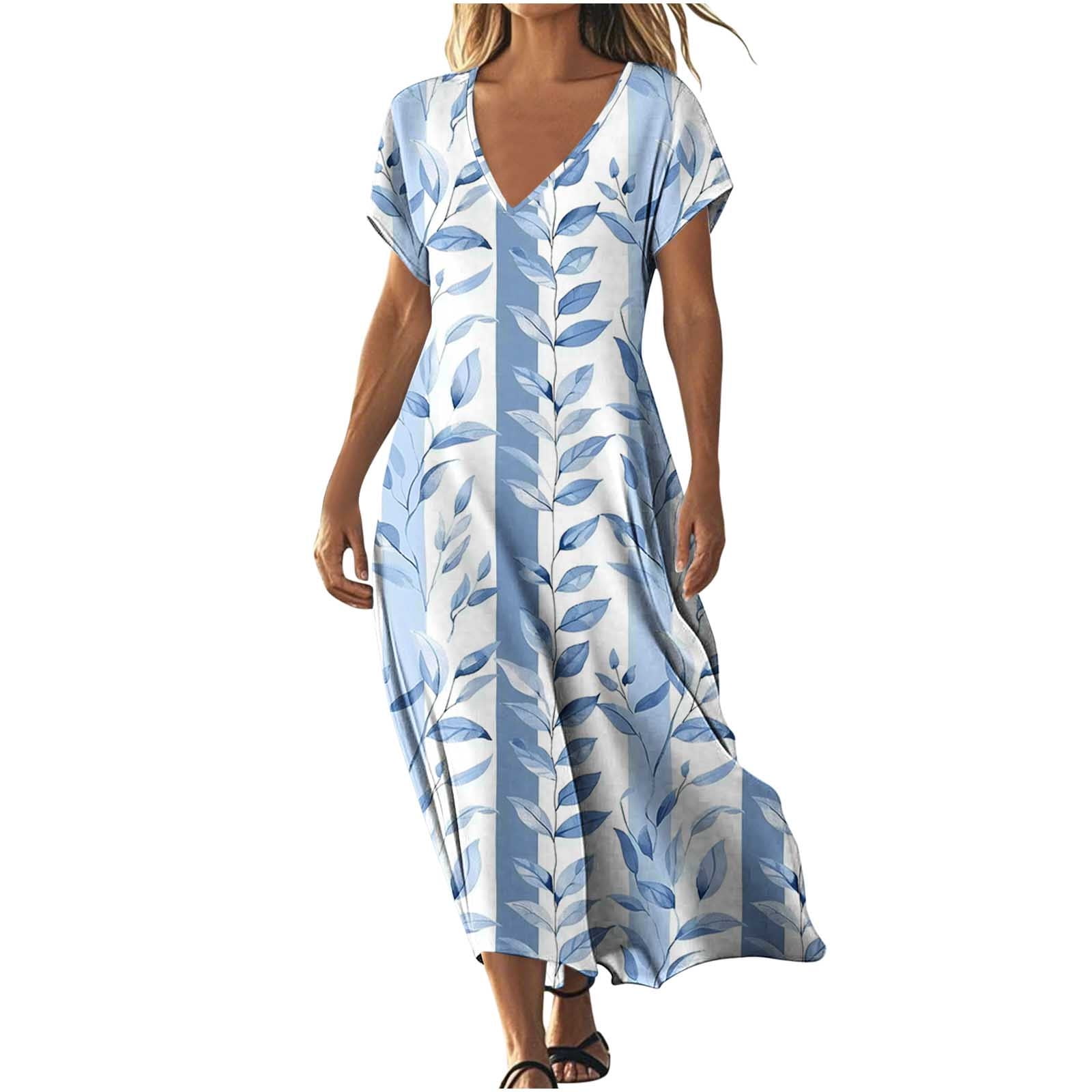 Women’s Summer Boho Maxi Dress – Flowy V-Neck main image 1