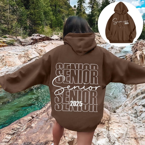 Women's 2025 Graduation Season Fashion Letters Senior Mom Printed Hoodie Sweatshirt Hugh Tunic Hoodies for Women Oversized Hoodie Womens Button down Hoodie Long Hoodie Sweatshirt Women's Sweatshirt