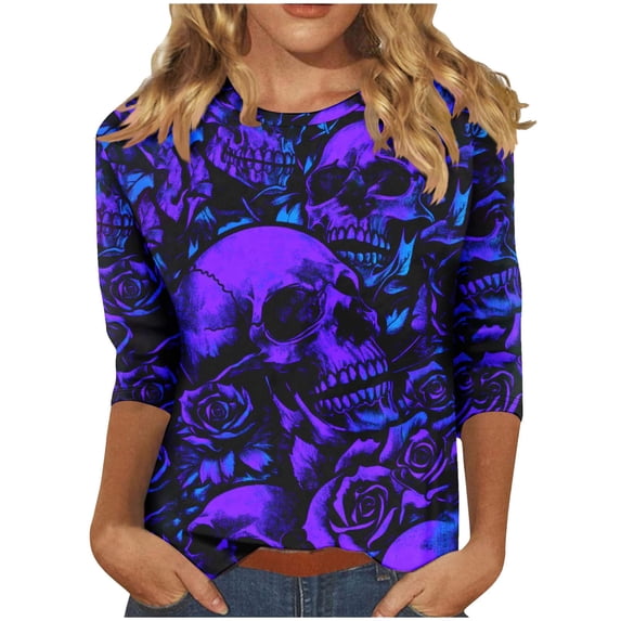 Women's 2025 Halloween Shirt Witch Graphic Tee long & Long Sleeve Vintage Crewneck Sweatshirt Funny Festival Costume Top