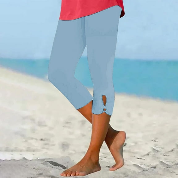 Women's 2025 High Waist Cutout Yoga Lightweight Cozy Cropped Pants, Blue S-3XL