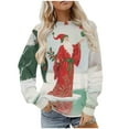 thumbnail image 1 of Women's 2025 Merry Christmas Sweatshirts Fleece Crewneck Sweaters Fashion Christmas Printed Long Sleeve Blouses Casual Loose Shirts Xmas Holiday Pullover Tops, 1 of 9