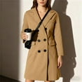 thumbnail image 1 of Women's 2025 Mid-Length Wool Blend Coat, Classic Trench Style Fall and Winter Overcoat, Knee-Length Warm Double-Breasted Jacket,Soft Lined Elegant Outerwear for Women,Timeless Casual Long Coat Khaki, 1 of 6