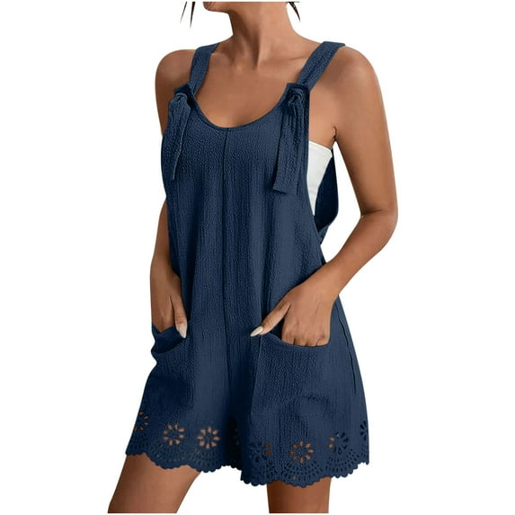 Women's 2025 Patriotic Romper - Cotton-Linen Adjustable Strap Jumpsuit, Loose Fit American Flag Short Overalls for 4th of July (Casual & Festive)