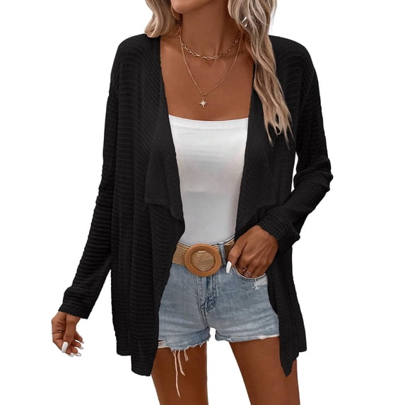 Women's 2025 Plus Size Cardigan Open Front Lightweight Comfort Long Sleeve Draped Cover Up