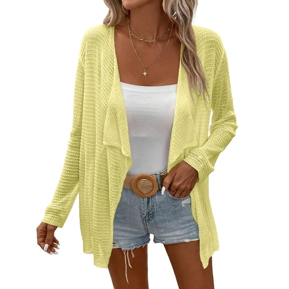 Women's 2025 Plus Size Cardigan Open Front Lightweight Comfort Long Sleeve Draped Cover Up
